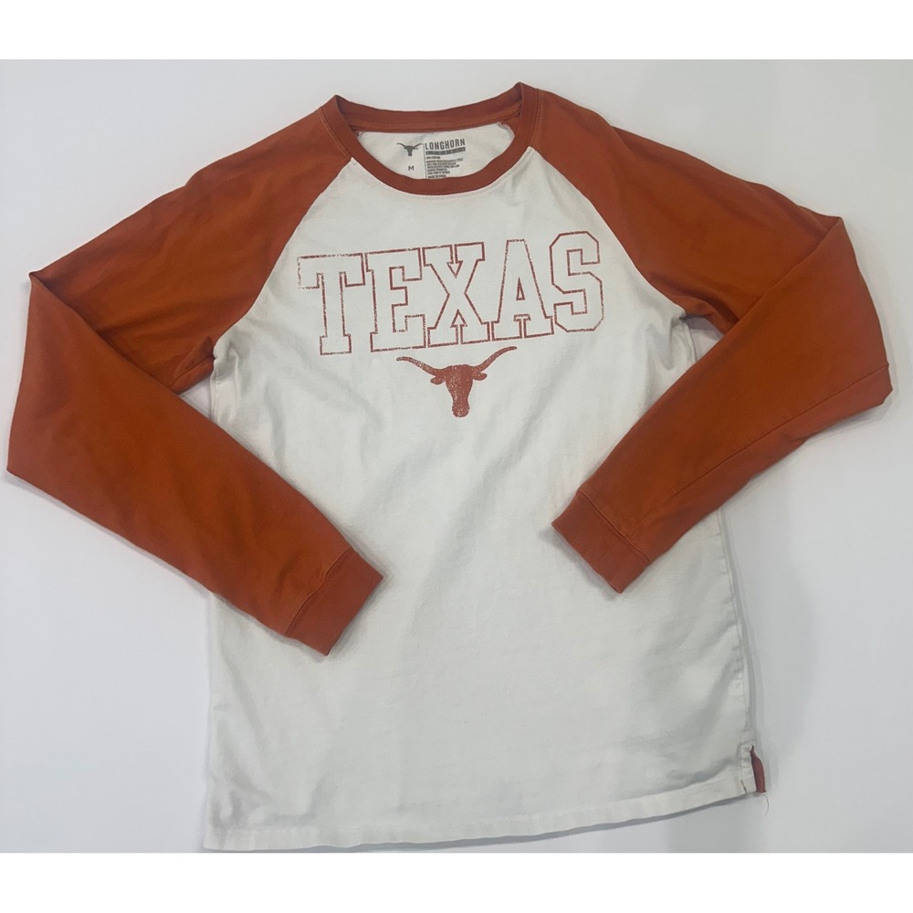 Longhorn Apparel University of Texas Raglan Tee Burnt Orange White Womens Medium